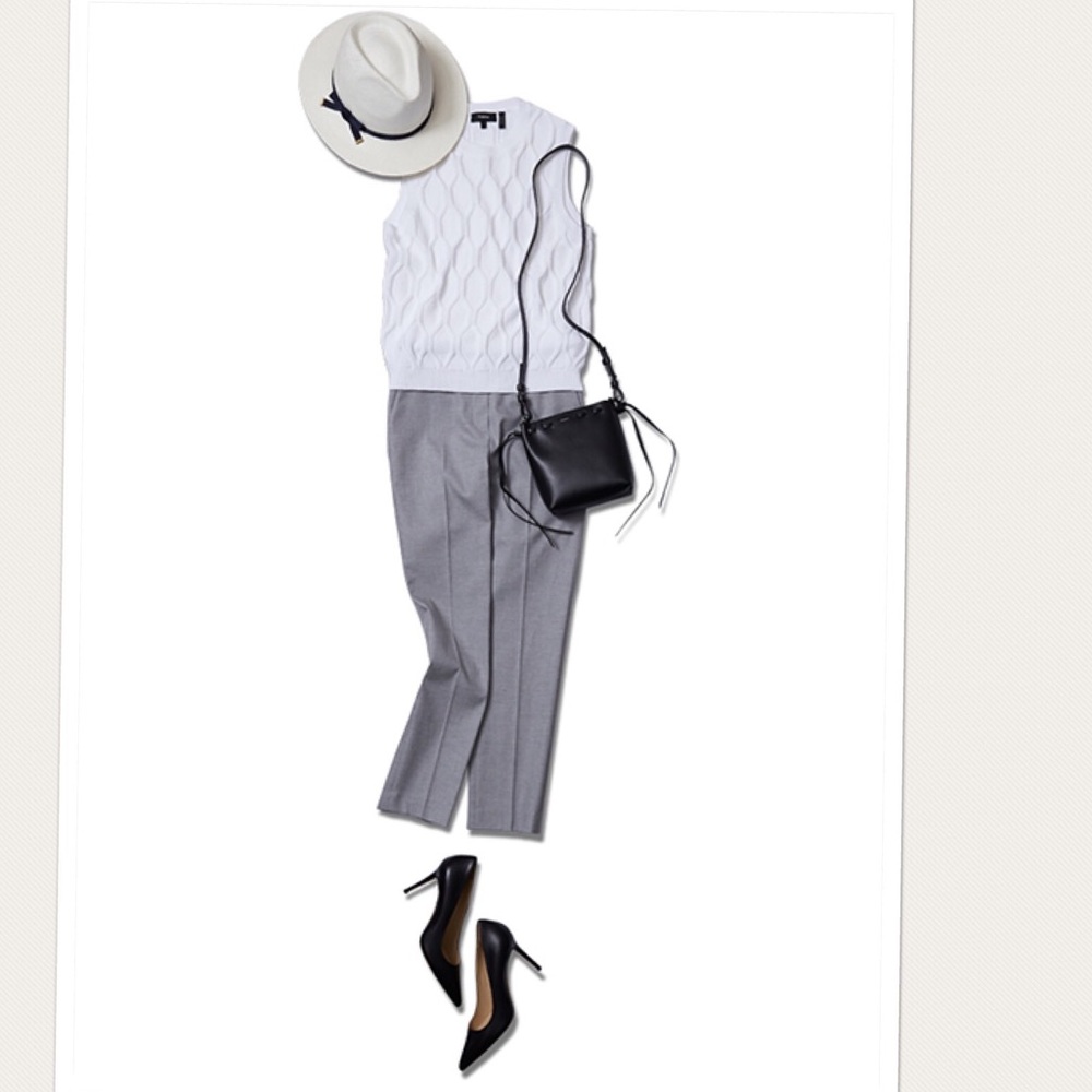 Theory Cotton Honeycomb Knit Top with ribbed trims